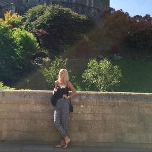 aztec print black and white pants